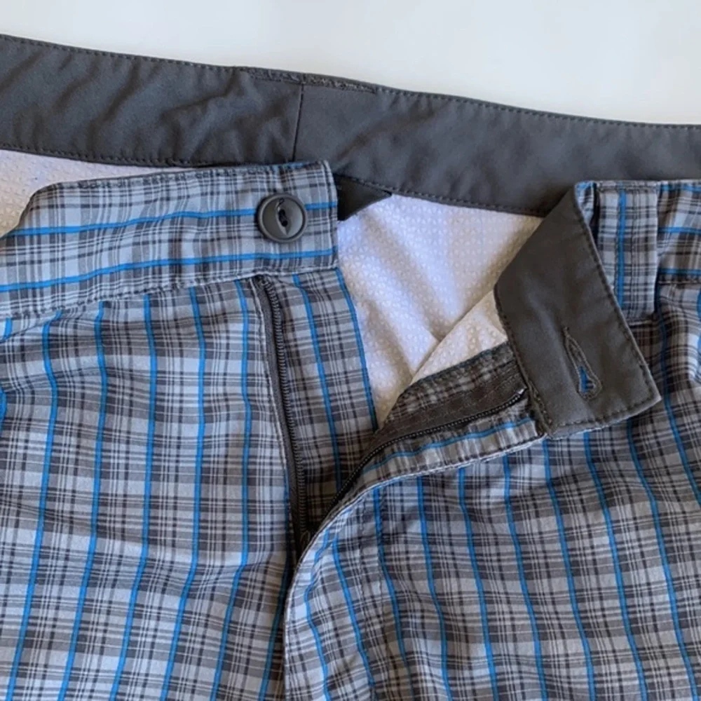North Face‎ Chino Blue Plaid Outdoors Swim Hiking Polyester Shorts Mens Size 38